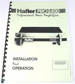 Hafler Verstärker Pro2400 / technische Unterlage