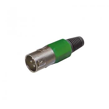 XLR Stecker / 3 polig / Kennung Grün / Lötanschluss /