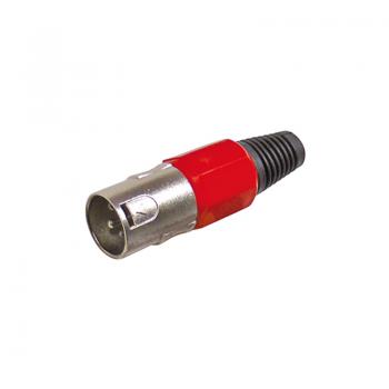 XLR Stecker / 3 polig / Kennung Rot / Lötanschluss