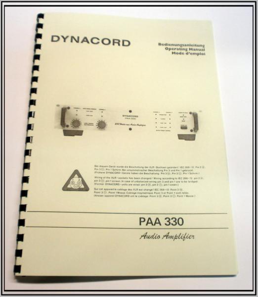 Dynacord-Power Endstufe PAA-330 / technische Unterlage